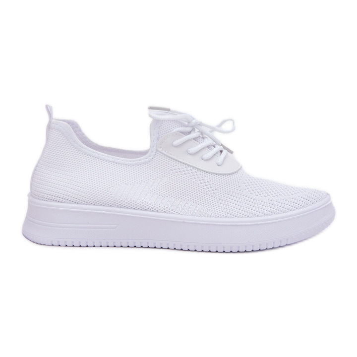 Material zapatos deportivos atacados en la plataforma blanca para mujeres blanco