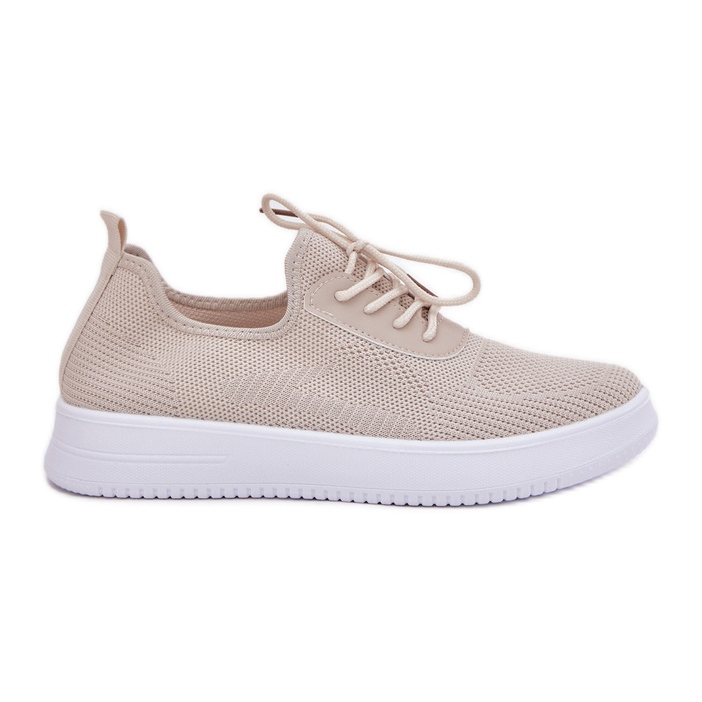 Material zapatos deportivos atacados en la plataforma beige para mujeres