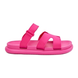 Flip de goma de mujeres con cinturón de fucsia rosado
