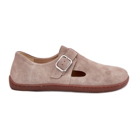 Zapatos de gamuza para mujeres con una hebilla de beige Zazoo N1261