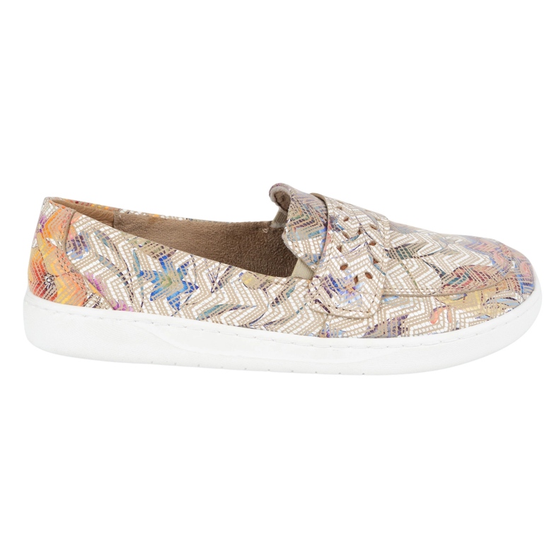 Olivier Mocasines de Inga Barefoot de mujeres con flores de color beige polaco delantero amplio