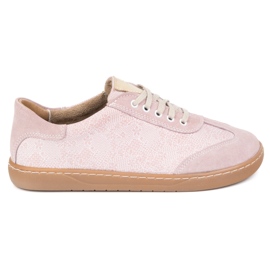 Zapatos de cuero para mujeres descalzos Olivier Eliza Pink Flowers rosa