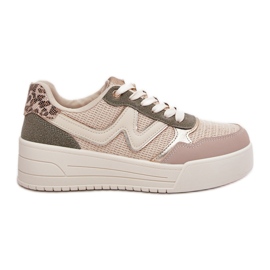 Zapatillas de deporte para mujeres en la plataforma leopardo beige