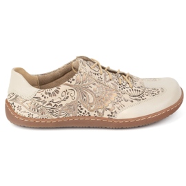 Olivier Zapatos de cuero descalzo thalia zapatos minimalistas beige estampado