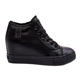 Zapatillas de deporte femeninas en una cuña Eco-cuero Big Star MM274001 Negro