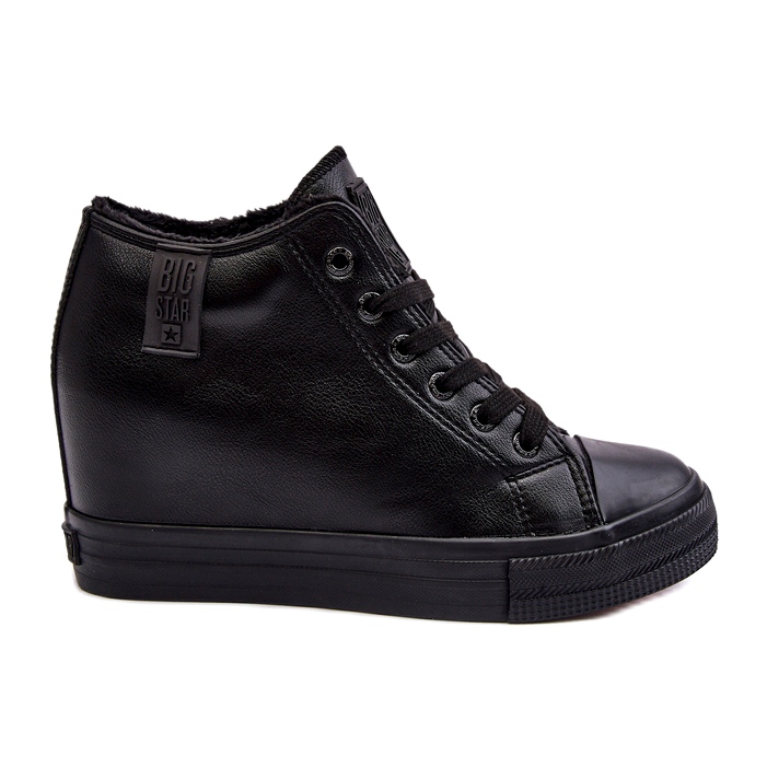 Zapatillas de deporte femeninas en una cuña Eco-cuero Big Star MM274001 Negro