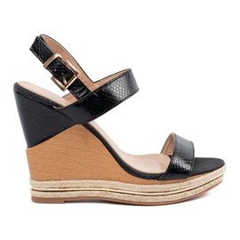 Shelvt Sandalias de cuña alta negro