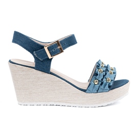 Shelvt Sandalias de mezclilla de jotwarz azul