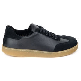 WASAK Zapatos de cuero minimalista de hombres descalzos 0248W Negro