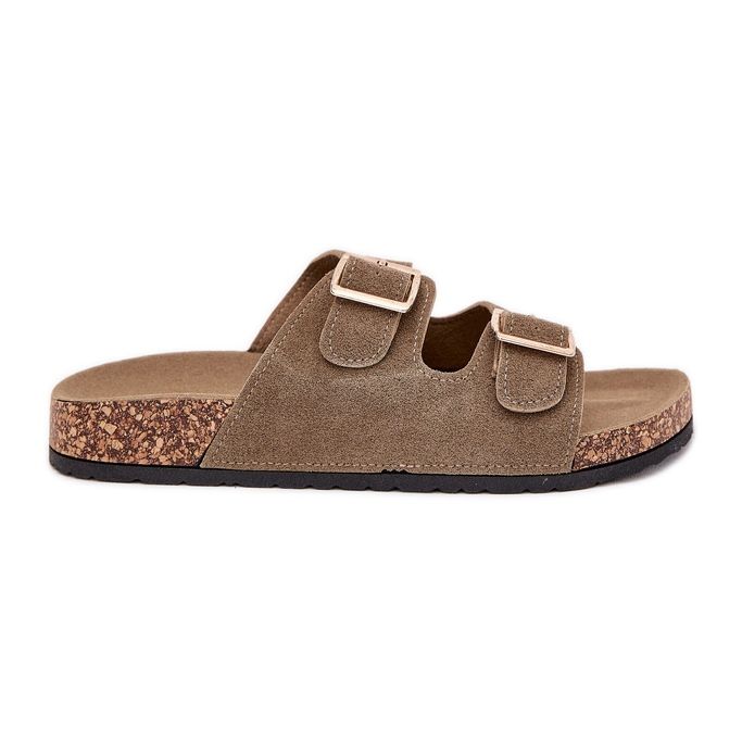 Boto Chanclas para mujeres con abrazaderas doradas y luner verde oscuro