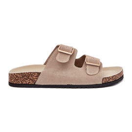 Boto Zapatillas para mujeres con abrazaderas doradas y costuras beige luner