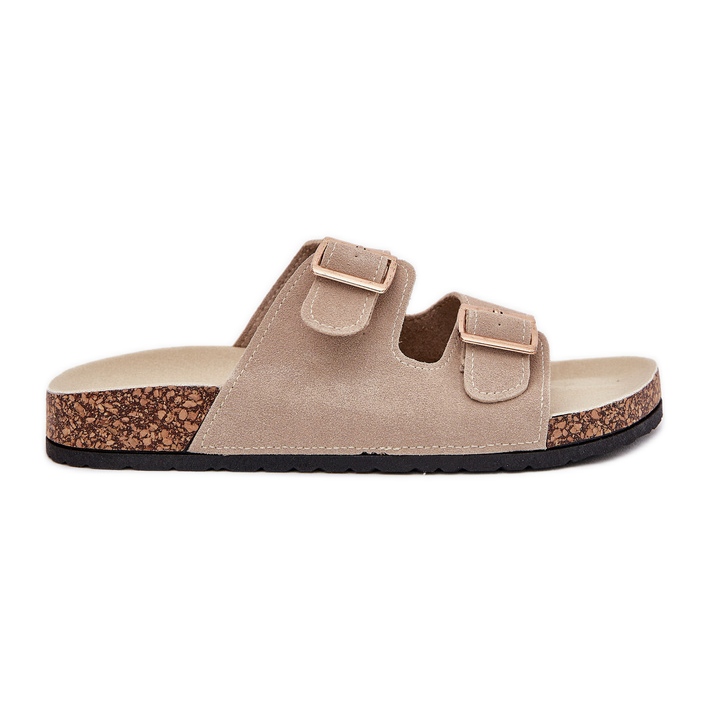 Boto Zapatillas para mujeres con abrazaderas doradas y costuras beige luner