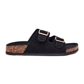 Boto Chanclas para mujeres con abrazaderas doradas y costuras negras de luner negro