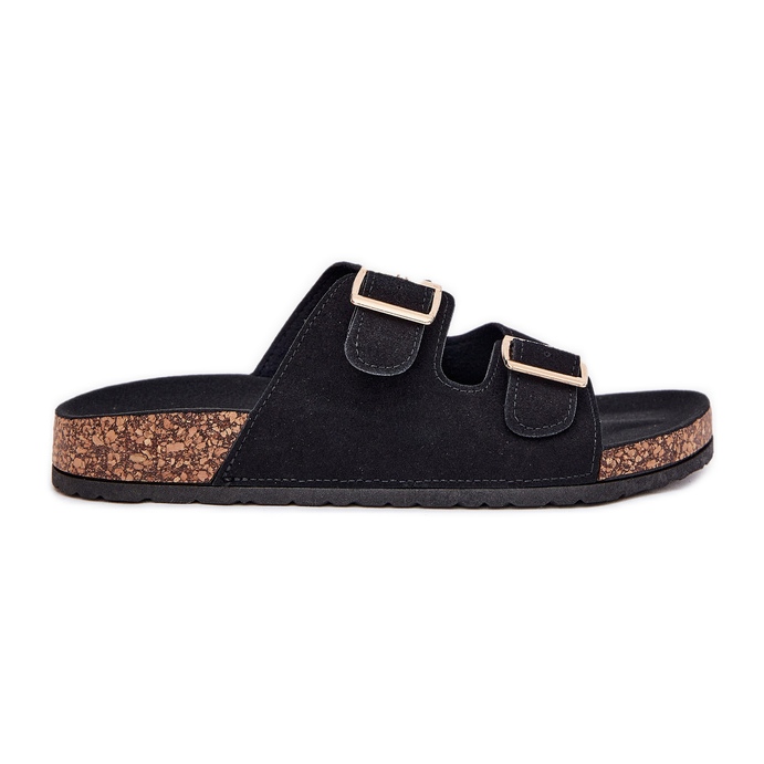 Boto Chanclas para mujeres con abrazaderas doradas y costuras negras de luner negro
