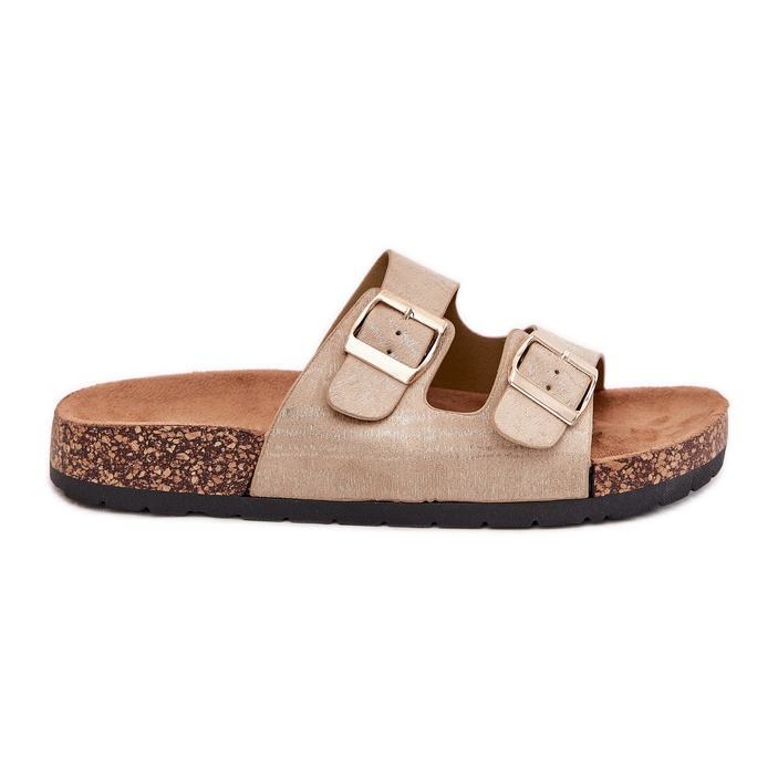 Boto Zapatillas para mujeres en la suela de corcho Cortina dorado