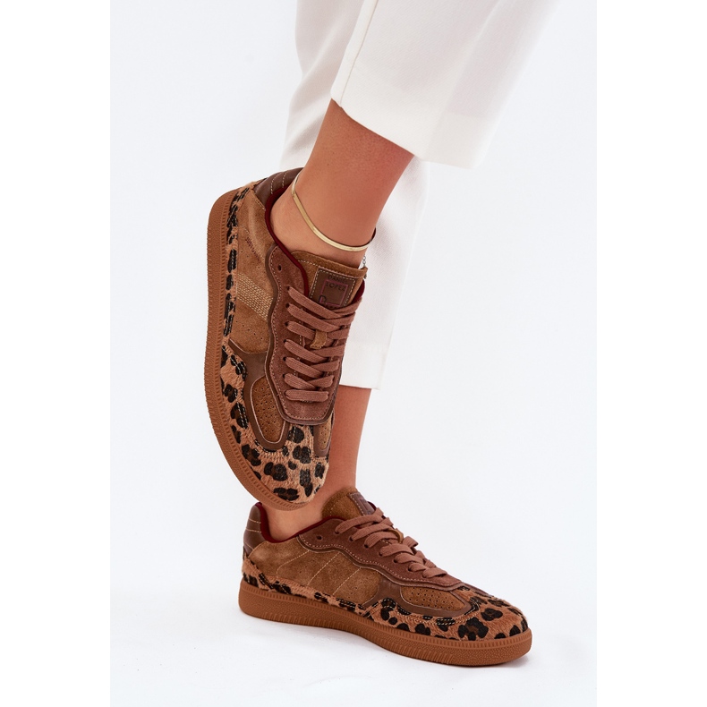 Zapatillas de deporte femenino Big Star de Daniel Lopez SS2D4017 Leopard Impresión marrón