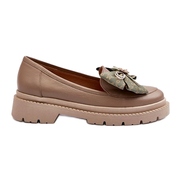 Mocasines de cuero para mujeres con Laura Messi 2787 beige
