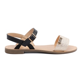 Goodin Sandalias planas de mujeres doradas negras dorado Goodin Sandalias planas de mujeres doradas negras dorado