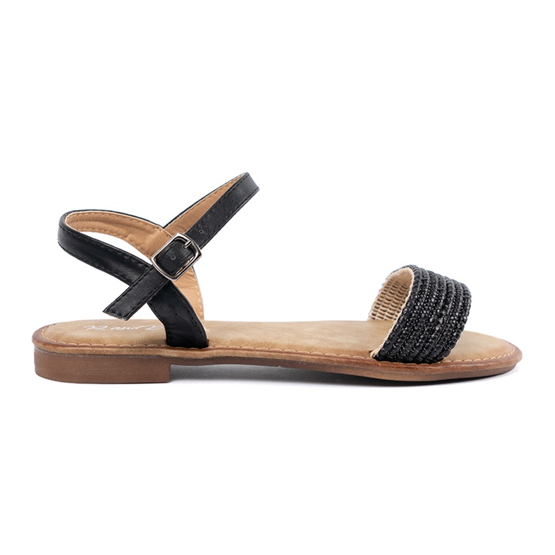 Shelvt Sandalias negras en una suela plana negro
