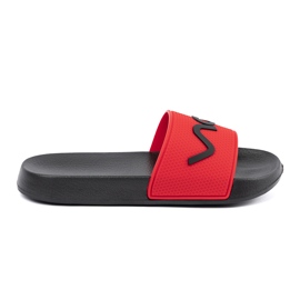 Shelvt Chanclas negras y rojas con la inscripción