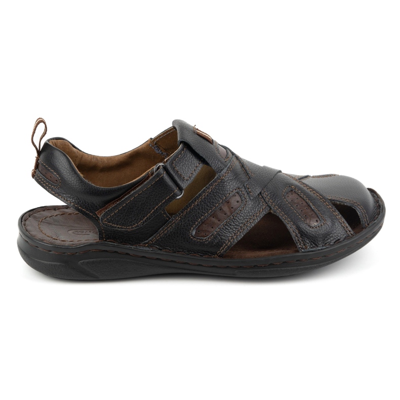 KOMODO Sandalias hombre piel con velcro 523K, negro