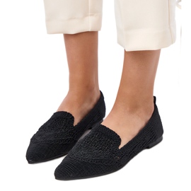 Black Openwork Women's Ballerinas Gerania negro