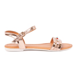 Shelvt Sandalias de oro rosa de mujeres rosado