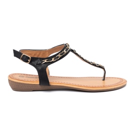 Shelvt Sandalias con una cadena decorativa negro