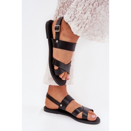 Boto Sandalias de mujer planas con cuero ecológico Calira negro Boto Sandalias de mujer planas con cuero ecológico Calira negro