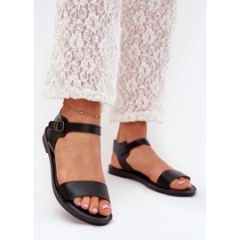 Boto Sandalias de mujer plana Eco Cuero Kivara negro Boto Sandalias de mujer plana Eco Cuero Kivara negro