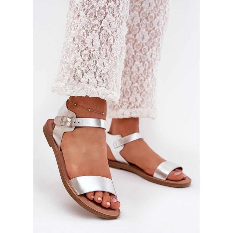 Boto Sandalias de tacón plano Kivara de cuero ecológico plata Boto Sandalias de tacón plano Kivara de cuero ecológico plata