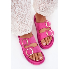 Boto Flip Flip Flip Flip en la plataforma con hebillas doradas Fuchsia Verena rosado
