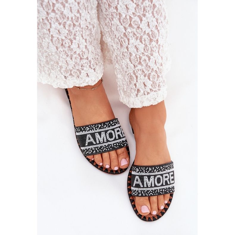 Boto Chanclas de mujer plana con decoración de Avelina Avelina negro Boto Chanclas de mujer plana con decoración de Avelina Avelina negro