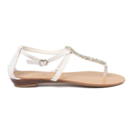 Shelvt Sandalias planas blancas con circones blanco