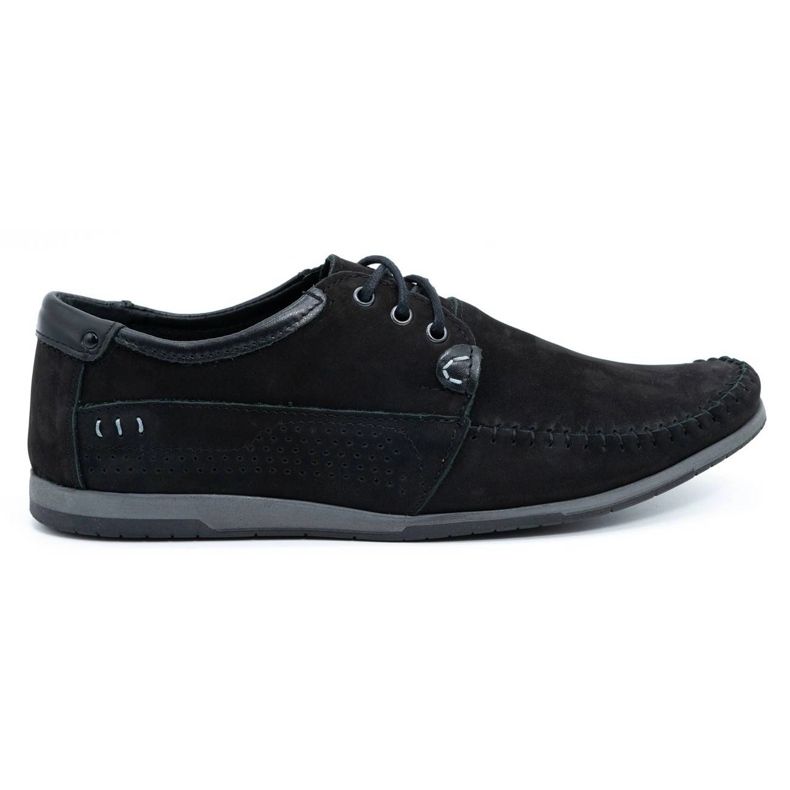 KOMODO Zapatos de mocasín de cuero para hombres 875 Nubuk negro