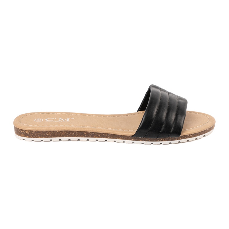 Shelvt Chanclas negras para mujeres clásicas en una suela plana negro