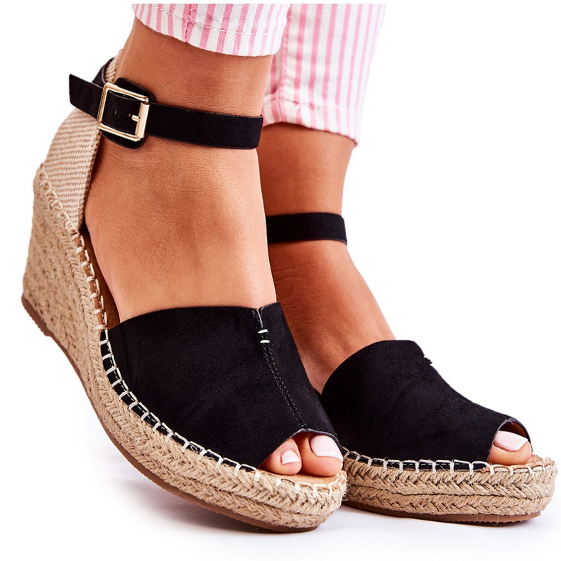 Sandalias Mujer Cómodas Con Cuña Dellia Negras negro