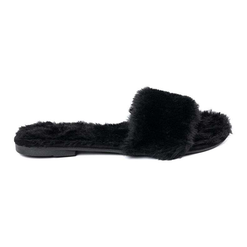 Seastar Chanclas negras con pelaje suave negro
