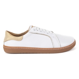 Olivier Zapatillas de cuero de cuero para mujeres blancas Aura descalzo | Zapatos minimalistas clásicos, cero caída blanco