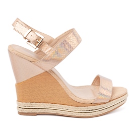 Shelvt Sandalias para mujeres en cuñas en oro rosa rosado