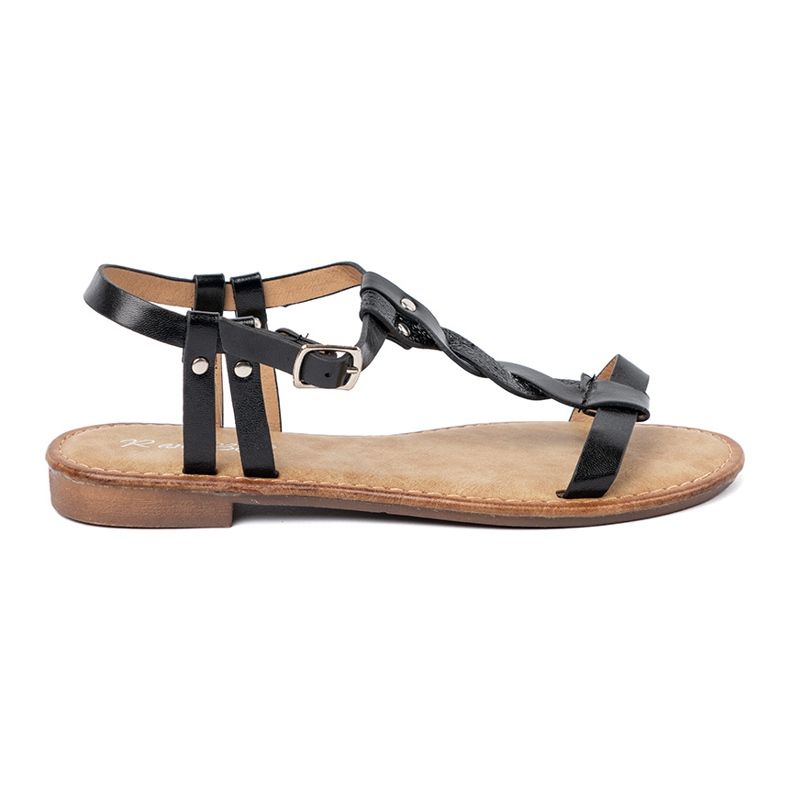 Shelvt Sandalias informales con una trenza decorativa negro