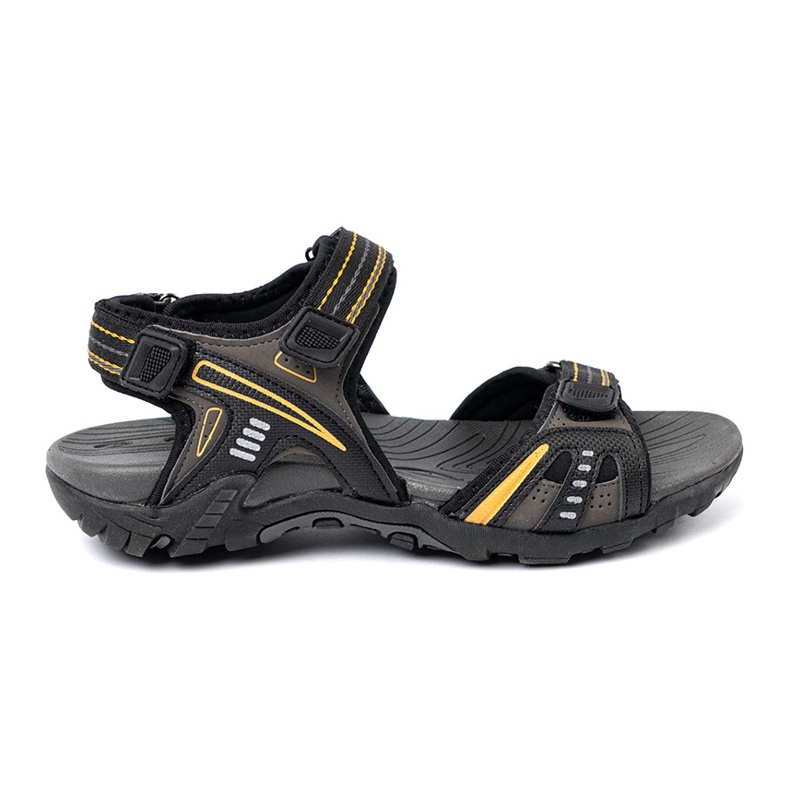 Shelvt Sandalias de trekking negras con acentos amarillos