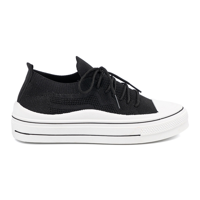 Shelvt Zapatillas negras deslizadas con cordones decorativos negro