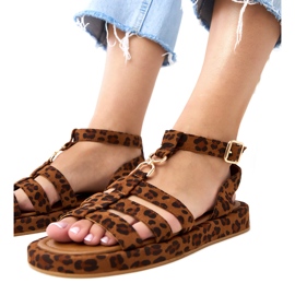 Sandalias de pantera de mujeres romanas sujetas en el tobillo Nargiz multicolor