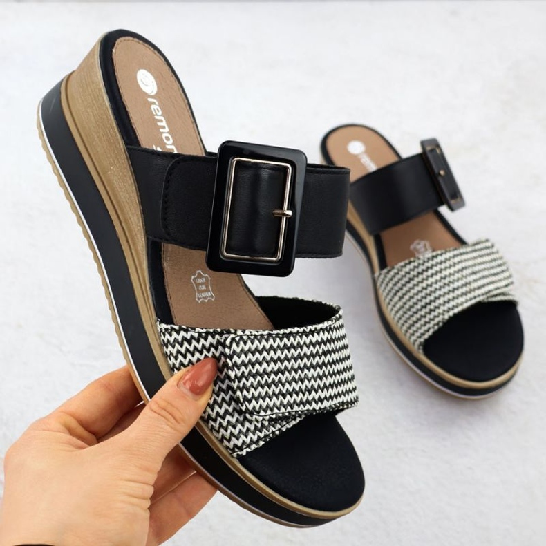 Las sandalias de cuña remonte en D6463-03 RKR786