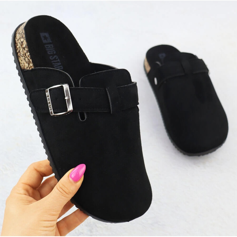 Zapatillas para mujeres construidas -en gamuza de gamuza Big Star SS274736 negro