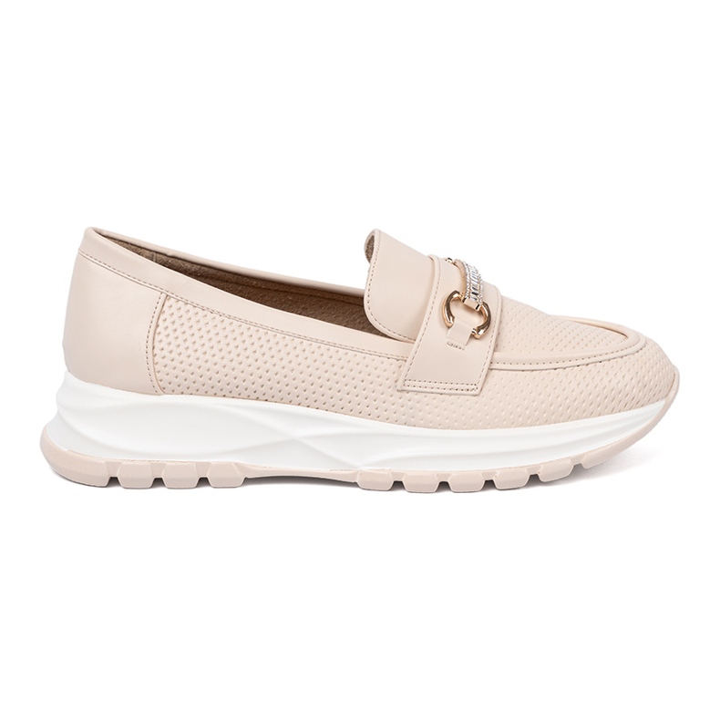 Shelvt Mocasines beige ligeros con un elemento dorado decorativo