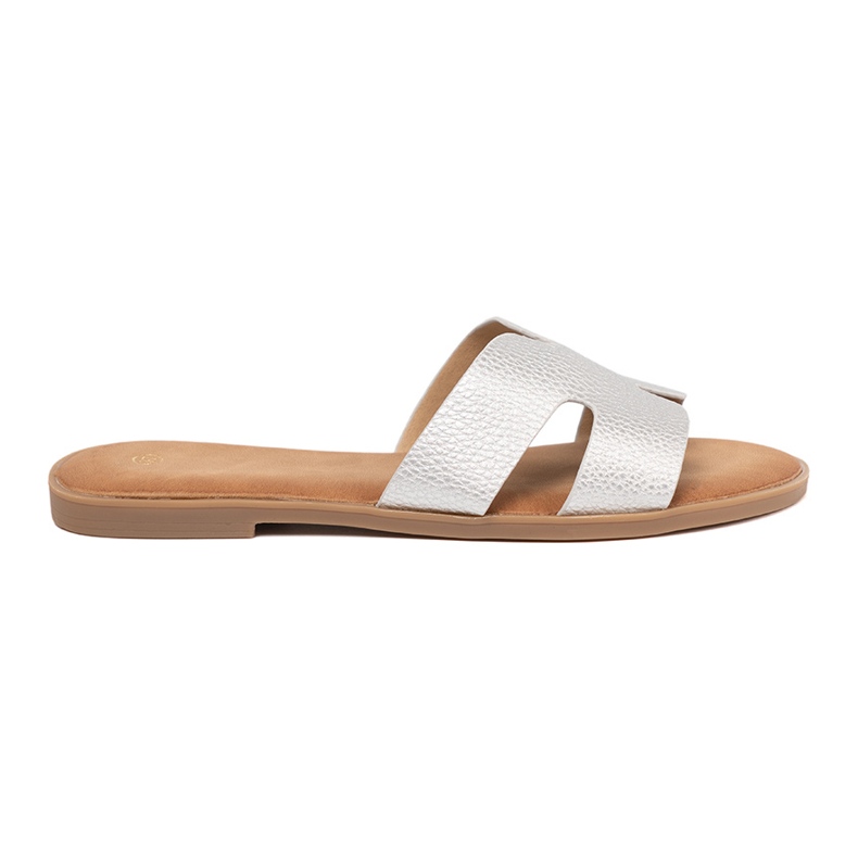 Shelvt Zapatillas para mujeres plateadas con recortes plata