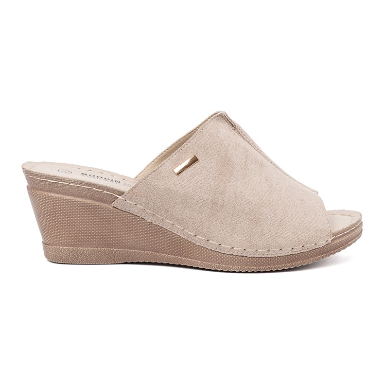 Goodin Chanclas plataforma mujer beige