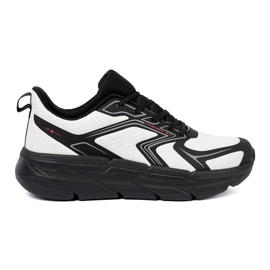 Shelvt Cómodos zapatos deportivos blancos y negros con una estructura de malla McArthur